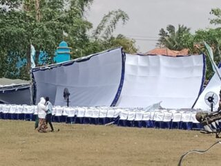 Tiga Tenda Roboh Jelang Gebyar Budaya MWCNU Palengaan Pamekasan dan BASHRA BIP
